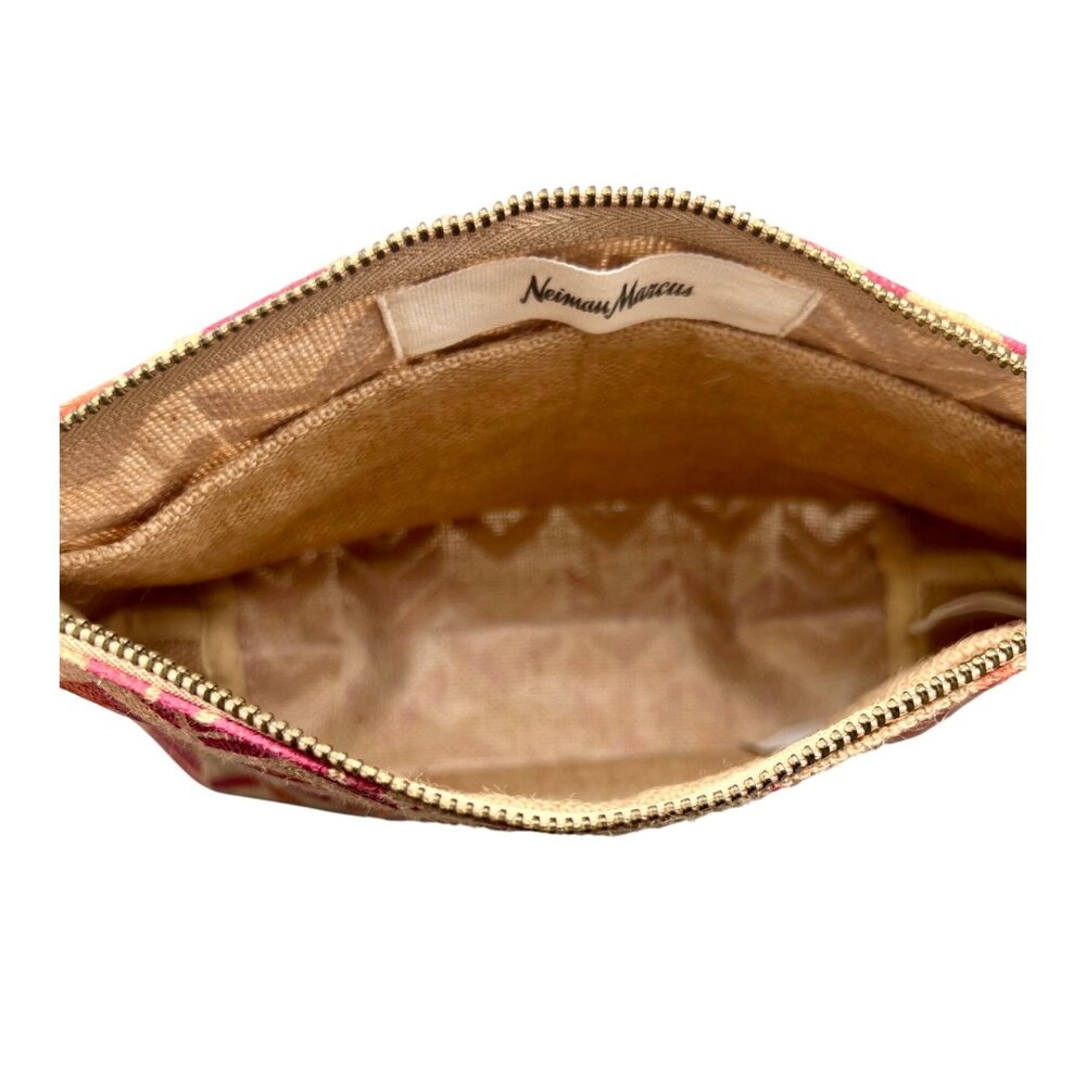 Neiman Marcus Fashioned For Change Clutch/Makeup Bag Set Blue & Pink Chevron - Picture 8 of 9